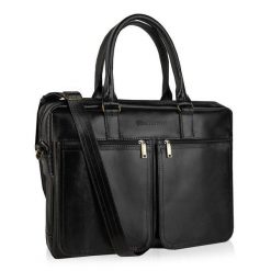 Torba na laptopa BETLEWSKA BTM-02 CZARNY. Czarne torby na laptopa damskie Betlewski, bez wzorów, ze skóry. Za 899.00 zł.