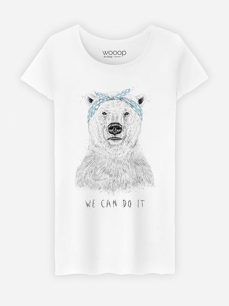 WOOOP Koszulka "We Can Do It" w kolorze białym rozmiar: XL. Białe bluzki damskie Wooop, xl, bez wzorów, z bawełny, bez kołnierzyka, bez ramiączek. Za 77.95 zł.