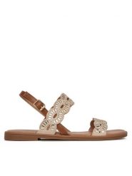 Clara Barson Sandały WS6308-09 Beżowy. Brązowe sandały damskie Clara Barson, bez wzorów, z materiału, bez obcasa, na płaskiej podeszwie. Za 99.99 zł.