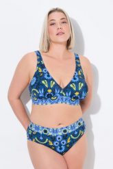 Damskie Bikini miękkie miseczki regulowane ramiączka. Niebieskie bikini damskie Ulla Popken, bez wzorów, plus size. Za 191.99 zł.