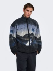 ONLY & SONS Kurtka polarowa "Adam" w kolorze niebiesko-antracytowym rozmiar: S. Czarne kurtki męskie Only & Sons, s, bez wzorów, z polaru, bez kaptura. Za 159.95 zł.