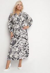 Czarna Rozkloszowana Sukienka Kopertowa z Wiskozą w Abstrakcyjny Wzór Dleffia. Czarne sukienki damskie Born2be, na co dzień, plus size, bez wzorów, z wiskozy, eleganckie, bez kołnierzyka, plus size, bez ramiączek, maxi, kopertowe. W wyprzedaży za 95.99 zł.