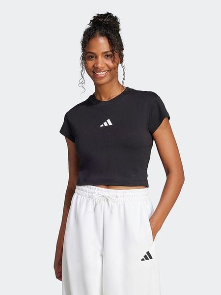 Adidas Koszulka w kolorze czarnym rozmiar: L. Czarne bluzki damskie Adidas, l, bez wzorów, bez kołnierzyka, bez ramiączek. Za 87.40 zł.