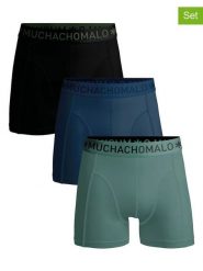 Muchachomalo Bokserki (3 pary) w kolorze granatowym, czarnym i zielonym rozmiar: XL. Czarne bokserki męskie Muchachomalo, bez wzorów. Za 114.17 zł.