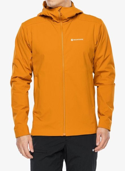 Kurtka softshell Montane Khamsin Hoodie. Brązowe kurtki męskie Montane, l, bez wzorów, z materiału, bez kaptura. Za 654.49 zł.