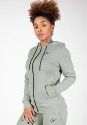 Bluza fitness damska Gorilla Wear Pixley Zipped Hoodie. Zielone bluzy sportowe damskie GORILLA WEAR, xs, bez wzorów, z dresówki, bez ramiączek, krótkie, bez kaptura. Za 238.60 zł.
