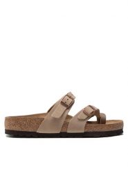 Birkenstock Japonki Mayari 1011433 Beżowy. Brązowe klapki damskie Birkenstock, bez wzorów, z nubiku, bez obcasa. Za 539.99 zł.