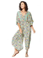 Ipanima Kombinezon w kolorze zielonym ze wzorem rozmiar: 34-40. Zielone kombinezony damskie Ipanima, bez wzorów, z asymetrycznym kołnierzem, bez ramiączek. Za 78.99 zł.