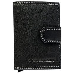 Mały portfel męski Peterson PTN G586-GKA czarny. Czarne portfele męskie Peterson, bez wzorów, ze skóry. Za 114.99 zł.