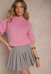 Szare Spódnico-Spodenki High Waist z Plisami w Stylu Tennis Skirt Ninaris. Szare szorty damskie Renee, bez wzorów, eleganckie, z podwyższonym stanem. Za 89.99 zł.