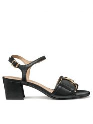 Geox Sandały D New Eraklia 50 D35RNB 000TU C9997 Czarny. Czarne sandały damskie Geox, bez wzorów, ze skóry, bez obcasa, na słupku. Za 419.99 zł.