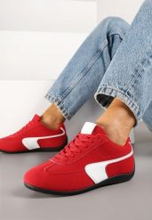 Czerwone Sneakersy Typu Klasyczne Tenisówki Zelritia. Czerwone trampki i tenisówki damskie Renee, z aplikacjami, z jeansu. Za 74.99 zł.