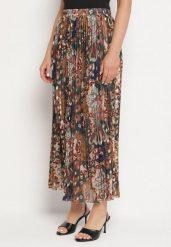 Ciemnozielona Plisowana Spódnica z Metalicznym Nadrukiem Firolene. Zielone spódniczki damskie Born2be, l, bez wzorów, eleganckie, z podwyższonym stanem, maxi. Za 74.99 zł.