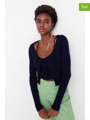 Trendyol 2-częściowy zestaw w kolorze granatowym rozmiar: M. Niebieskie kardigany damskie Trendyol, m, bez wzorów. Za 65.99 zł.