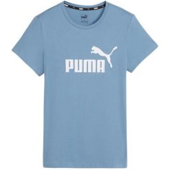 Koszulka damska Puma ESS Logo Tee. Niebieskie bluzki damskie Puma, l, bez wzorów, klasyczne, bez kołnierzyka, bez ramiączek. Za 79.00 zł.