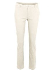 Heine Spodnie chino w kolorze kremowym rozmiar: 48. Brązowe spodnie materiałowe damskie Heine, bez wzorów. Za 65.23 zł.