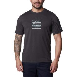 Koszulka sportowa męska Columbia Tech Trail Front Graphic SS z krótkim rękawem. Niebieskie t-shirty sportowe męskie Columbia, l, bez ramiączek. Za 199.00 zł.