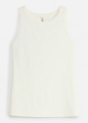 Tank top funkcyjny slim fit z prążkowanej dzianiny, szybkoschnący. Białe topy damskie bonprix, bez wzorów, z dzianiny, bez kołnierzyka. Za 37.99 zł.
