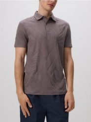 Koszulka polo regular ze wzorem - ciemnoszary. Szare koszulki polo męskie Reserved, l, bez wzorów, z bawełny, bez ramiączek. W wyprzedaży za 45.99 zł.