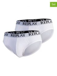 Replay Underwear Slipy (2 pary) w kolorze białym rozmiar: M. Białe slipki męskie Replay Underwear, bez wzorów. Za 43.99 zł.