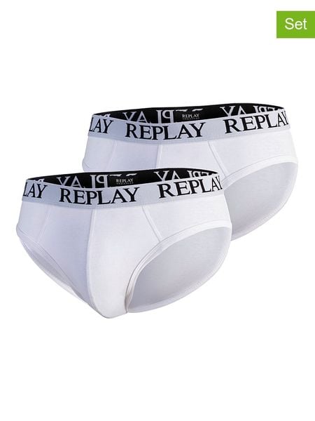 Replay Underwear Slipy (2 pary) w kolorze białym rozmiar: M. Białe slipki męskie Replay Underwear, bez wzorów. Za 43.99 zł.