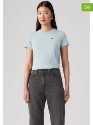 Levi's Koszulki (2 szt.) w kolorze błękitnym rozmiar: XS. Niebieskie t-shirty damskie Levi's, s, bez wzorów, z bawełny, bez kołnierzyka. Za 118.56 zł.