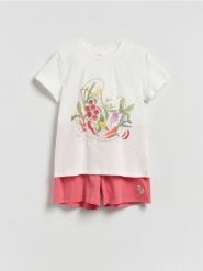 Dwuczęściowa piżama z bawełny - intenstywna czerwień. Czerwone piżamy damskie Reserved, l, bez wzorów, z bawełny, bez ramiączek. Za 99.99 zł.