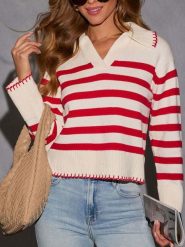 Milan Kiss Sweter w kolorze kremowo-czerwonym rozmiar: L. Brązowe swetry klasyczne damskie Milan Kiss, l, bez kołnierzyka. Za 152.99 zł.