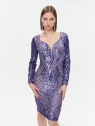 Fracomina Sukienka koktajlowa FQ23WD1003W66701 Fioletowy Slim Fit. Fioletowe sukienki damskie Fracomina, s, bez wzorów, z syntetyku, wizytowe, bez kołnierzyka, bez ramiączek. Za 1,119.00 zł.
