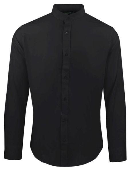 Koszula Taliowana na Stójce, Męska - Rigon - Czarna. Czarne koszule męskie Rigon, m, bez wzorów, z bawełny, bez kołnierzyka, bez ramiączek. Za 139.00 zł.