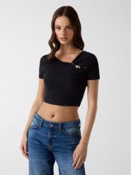 Guess Top 183441 Czarny Classic Fit. Czarne topy damskie Guess, s, z aplikacjami, bez ramiączek. Za 264.99 zł.