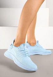 Jasnoniebieskie Buty Sportowe Sneakersy z Napisami i Tłoczeniem Odalira. Niebieskie buty sportowe na co dzień damskie Born2be, bez wzorów, z jeansu, trekkingowe. Za 69.99 zł.