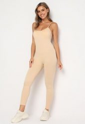Beżowy Kombinezon Bodycon z Cienkimi Ramiączkami Nevithas. Brązowe kombinezony damskie Born2be, l, bez wzorów, z jeansu, klasyczne, bez kołnierzyka, bez ramiączek, długie. Za 74.99 zł.