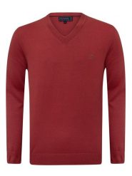 SIR RAYMOND TAILOR Sweter "Los Angeles" w kolorze czerwonym rozmiar: M. Czerwone swetry męskie Sir Raymond Tailor, m, bez wzorów, z bawełny, bez kołnierzyka. Za 135.81 zł.