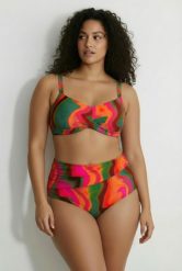 Damskie Bikini cieniowanie drapowany miękkie miseczki z recyklingu. Czerwone bikini damskie Ulla Popken, bez wzorów, plus size. Za 191.99 zł.