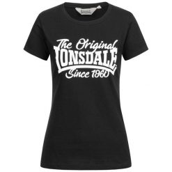 Koszulka damska Lonsdale Birdgemere. Czarne bluzki sportowe damskie Lonsdale, xs, bez wzorów, z bawełny, bez ramiączek. Za 132.00 zł.