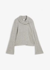 Kardigan z mieszanki bawełny. Szare kardigany damskie bonprix, bez wzorów, z bawełny. Za 114.99 zł.