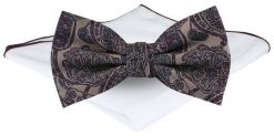 Mucha Męska z Poszetką - Chattier - Odcienie Brązów i Bordo, Kwiaty. Krawaty i muchy męskie Chattier, bez wzorów, eleganckie. Za 65.00 zł.