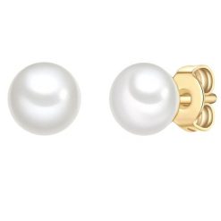 Glanzstücke München Kolczyki z perlami ze srebra próby 925 w kolorze zlotym z perla hodowlana 1 ct Damski. Żółte kolczyki damskie Glanzstücke München, z perłą, pozłacane, na sztyftcie. Za 169.99 zł.