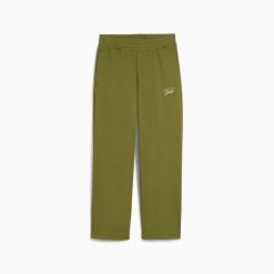Spodnie damskie Puma ELEVATED GRAPHIC WIDE TR zielone 68950122 r XS. Zielone spodnie materiałowe damskie Puma, bez wzorów, z bawełny, casualowe. Za 173.20 zł.