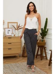 Le Monde du Lin Lniane spodnie "Valencia" w kolorze antracytowym rozmiar: 40/42. Czarne spodnie materiałowe damskie Le Monde du Lin, bez wzorów, ze lnu, klasyczne, z podwyższonym stanem. Za 121.99 zł.