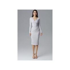 Sukienka M637zary. Szare sukienki damskie Figl, m, bez wzorów, z tkaniny, bez kołnierzyka, bez ramiączek, dopasowane. Za 179.00 zł.