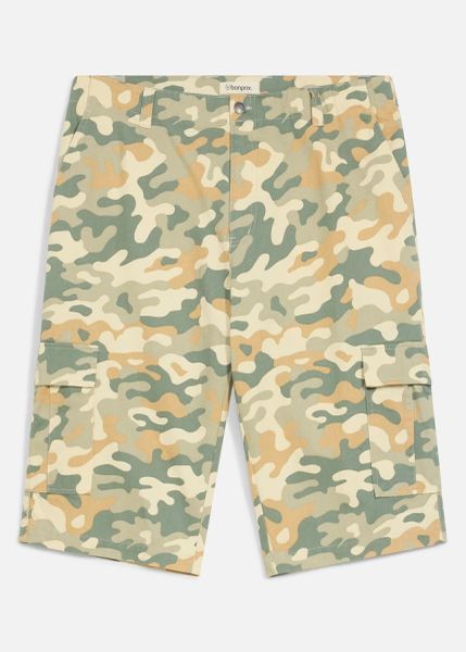 Bermudy bojówki, loose fit. Brązowe szorty męskie bonprix, z aplikacjami, eleganckie. Za 47.99 zł.