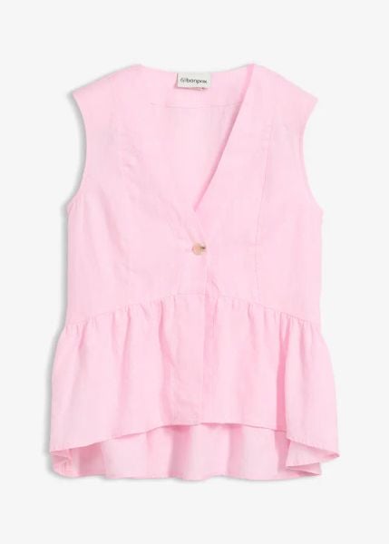 Kamizelka z czystego lnu. Czerwone kamizelki damskie bonprix, ze lnu. Za 219.99 zł.