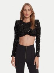 Elisabetta Franchi Bluzka TO-046-57E2-V370 Czarny Slim Fit. Czarne bluzki damskie Elisabetta Franchi, bez wzorów, z syntetyku, bez ramiączek. Za 1,609.00 zł.
