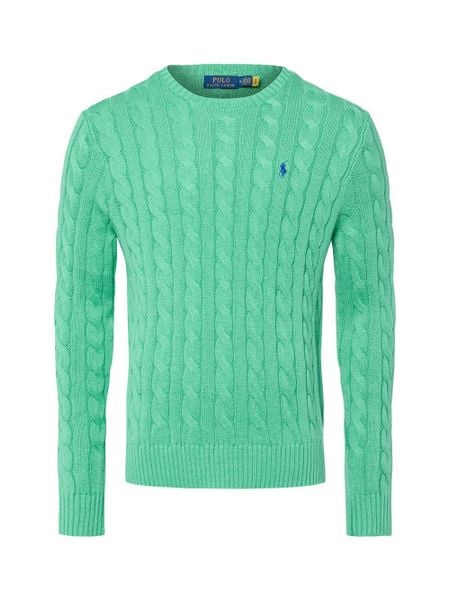 Polo Ralph Lauren Męski sweter z dzianiny Mężczyźni Bawełna zielony jednolity, XXL. Zielone swetry męskie Polo Ralph Lauren, m, bez wzorów, z bawełny, bez kołnierzyka. Za 839.95 zł.