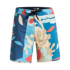 Spodenki boardshort dla Mężczyzn SURFSILK SCALLOP 18" Brązowy. Niebieskie szorty męskie Quiksilver, z materiału, bez kołnierzyka. Za 319.99 zł.