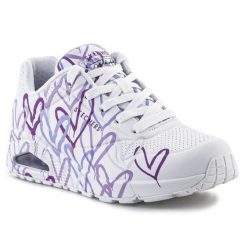 Buty Skechers JGoldcrown Uno Lite - Spread the Love W 155507-WLPR białe. Białe buty sportowe na co dzień damskie bez wzorów. Za 585.80 zł.