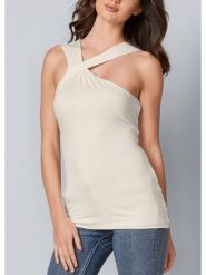 LA Angels Bluzka w kolorze kremowym rozmiar: S. Brązowe bluzki damskie LA Angels, s, bez wzorów, bez kołnierzyka, bez ramiączek. Za 43.99 zł.