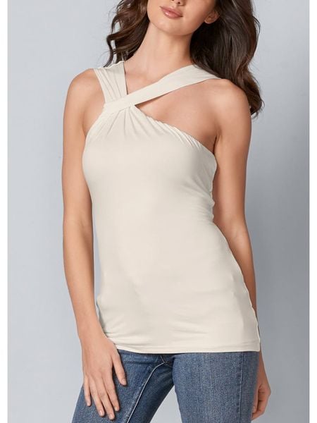 LA Angels Bluzka w kolorze kremowym rozmiar: S. Brązowe bluzki damskie LA Angels, s, bez wzorów, bez kołnierzyka, bez ramiączek. Za 43.99 zł.